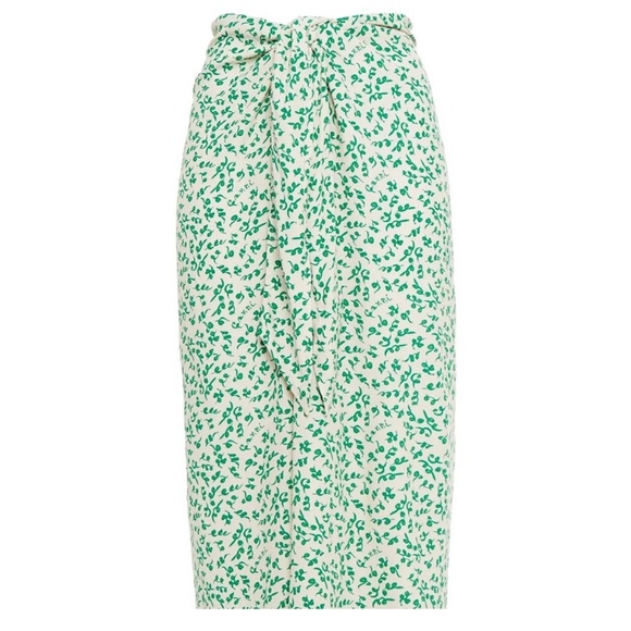 GANNI DITSY PRINT GREEN FLORAL MIDI SKIRT - Picture 13 of 14
